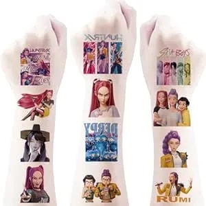 20sheets Demon Cartoon Hunters Temporary Tattoos Birthday Themed Party Supplies Decoration Favors Korean Idol Movie Sticker For Kids Boys Home Activity Class Prizes Carnival Christmas Rewards (Lm)