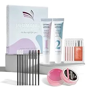 Permania Brow Lamination Kit, Tube Design Instant Perm For Fuller & Thicker Eyebrows Salon Result Lasts 4 Weeks (With Peach Glue Balm)