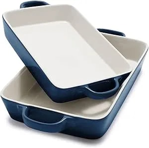 Sur La Table Stoneware 2-Piece Rectangular Baker Set, Blue