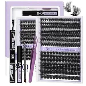 B&Q Fluffy Lash Clusters Kit 100d+200d Dramatic Eyelash Clusters Kit 10-18mm 0.05mm Wispy Lash Thick Volume Diy Individual Lashes 3d Mega Eye Lashes Suitable For Beginners At Home(Kit-100d+200d)
