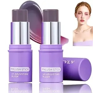 Dulele 2pcs Cream Blush Stick Ph-Activated, Blush Multi-Use Stick Hydrating Tinted Cream Blush Stick For Cheeks, Lips And Eyes Nourish Soften Blush Balm Stick