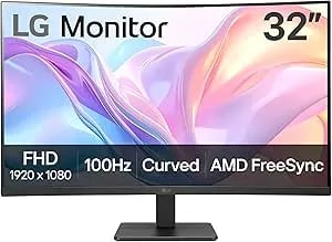 LG 32MR50C-B Curved Monitor 32-Inch FHD 100Hz AMD Freesync Onscreen Control Dynamic Action Sync Black Stabilizer Tilt Stand (HDMI) - Black