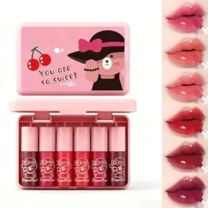6 Colors Lip Tint Stain Set,Lip Gloss For Women,Bright Moisturizing Lip Gloss,Velvet Watery Lip Stain Moisturizing Mini Liquid Lipstick,Long Lasting Non-Stick Cup, Multi-Use Lip And Cheek Tint