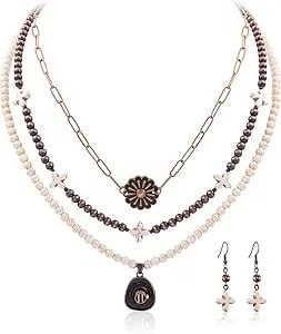 Rustic Couture'S Western Necklace For Women Cowgirl Vintage Turquoise Country Jewelry