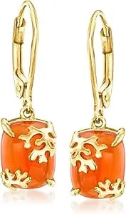 Ross-Simons Carnelian Reef Drop Earrings In 18kt Gold Over Sterling