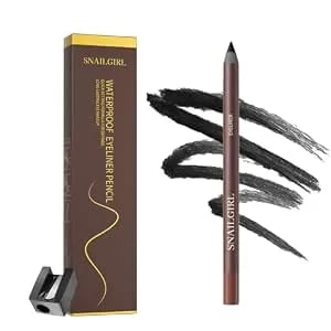 Waterproof Eyeliner Pencil, Waterproof Gel Eyeliner Pen, Long Lasting & Smudge-Proof Eye Makeup Pencils With Sharpener Water Line Eye Liner For Sensitive Eyes (05 Black)