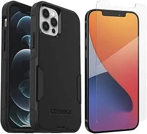 Otterbox Commuter Series Case For Iphone 12 & Iphone 12 Pro (Only) - With Zagg Glass Elite+ Clear Screen Protector - Non-Retail Packaging - Black