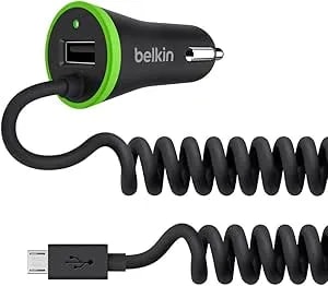 Belkin Boost Up Car Charger With 4-Foot Coiled Micro USB Cable (17 Watt / 3.4 Amp)