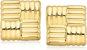 Ross-Simons Italian 18kt Gold Over Sterling Quilted-Pattern Earrings