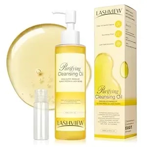 Lashveiw Pure Cleansing Oil, Natural Oil Cleanser For Face,Lash Glue Makeup Blackhead Remover, 6.76 Fl Oz (200ml)