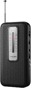 Philips Portable Am Fm Radio, Battery Operated, Tuning Light, Excellent Reception Black tar1506