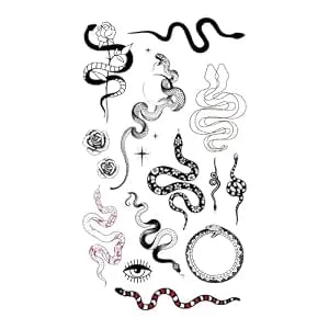 Mapofbeauty 2 Pcs Black Snake Prints Temporary Waterproof Tattoo Sticker