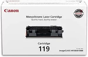 Canon Genuine 119 Black Toner Cartridge Compatible With lbp250 Series, mf410 Series, mf5800 Series, mf5900 Series, mf6100 Series, lbp6300dn, lbp6600 Series