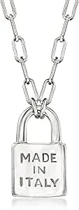 Ross-Simons Italian Sterling Silver Made In Italy Lock Paper Clip Link Necklace