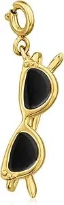 Ross-Simons Black Enamel Sunglasses Charm In 18kt Gold Over Sterling