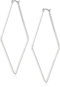 Nine West Women'S Square Clicktop Hoop Earrings Silver Tone
