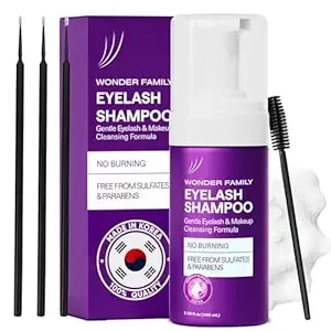 Lash Shampoo Kit & Eyelid Cleanser — Foaming Eyelash Extension Wash With Spoolie Brush + 3 Microbrushes, Lash Cleaning Kit For Salon & Home, Paraben/Sulfate Free, Made In Korea, 3.38 Fl Oz