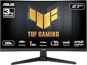 Asus Tuf Gaming 27” 1080p Curved Monitor (vg27vqm1b) – Full Hd, 1500r, 280hz, 1ms, Extreme Low Motion Blur, Freesync Premium, Shadow Boost, Eye Care, 90% Dci-p3, Displaywidget Center, 3 Yr Warranty