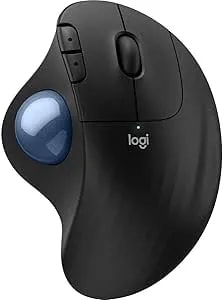 Logitech Ergo M575S Wireless Ergonomic Trackball Mouse, Black/Blue (910-007026)