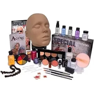 Mehron Makeup Special Fx All-Pro Makeup Kit With Practice Head - Complete Professional Stage Kit Includes Practice Head - Special Effects For Theatre, Halloween, & Cosplay