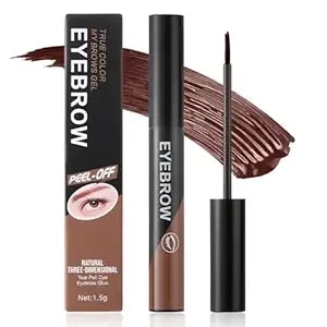 Peel Off Eyebrow Gel - Tattoo Eyebrow Gel Easy Peel Off, Last Up To 3 Days, Waterproof, Transfer-Proof, For Fuller & Defined Looking Brows, Gifts For Women (Dark Brown)