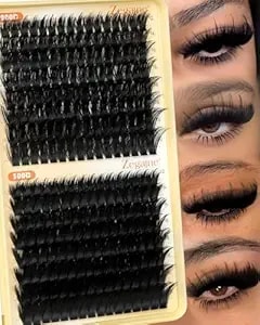 Zegaine Fluffier Lash Clusters 200d+300d Wispy Eyelash Clusters With Spikes 20mm Long Fluff Cluster Eyelash Extensions Thick Lashes Clusters D Curl Volume 256pcs