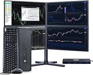 Hp Trading Optimized Pc Bundle Intel i5 6th Gen, 32gb Ram, 512 Gb Nvme Ssd, 4 New 24” Monitors, 2 Network Cards, Trading Platform Support, Mtg 4 In 1 Usb Hub, Mtg Keyboard Mouse Windows 11 (Renewed)