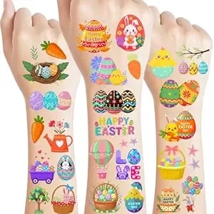 160pcs Easter Day Temporary Tattoos Stickers - Spring Easter Day Party Favors Basket Stuffers Party Supplies Holiday Decorations Eggs Bunny Flower Craft Gift Idea For Kids Boy Girl Teen Adult-8sheets