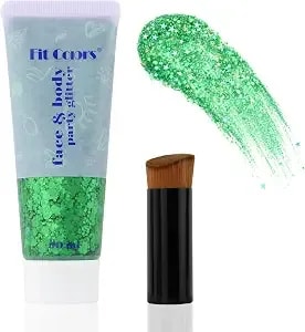 Body Glitter Gel, Hair Face Glitter For Kids & Women, Chunky Mermaid Sequins, Easy Apply & Quick Drying, World Cup Makeup, Singer Concert Festival Birthday Party, Rave Accessories, Green