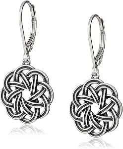 Amazon Essentials 925 Sterling Silver Leverback Celtic Knot Dangle With 18k Gold Plated Hypoallergenic Nickel-Free Earrings