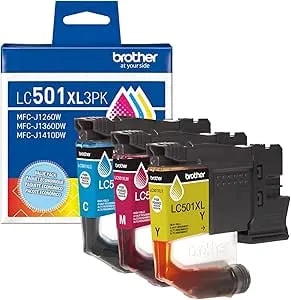 Brother Genuine lc501xl3pk 3-Pack High Yield Cyan, Magenta, And Yellow Ink Cartridges (For Use With Work Smart 1260, 1360, And 1410 Printers)