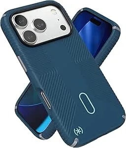 Speck presidio2 Grip For Iphone 17 Pro Case, Clicklock Interlock, Slim Protective Case, Deep Sea/Silver Metallic/Spell Blue