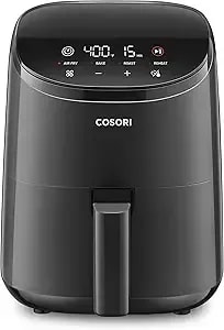 Cosori Lite 2.1 Qt Small Air Fryer, Max 400°F, 4-In-1, 97% Less Oil, Gray - Ideal For Dorms, Apartment, Rvs, Quiet, Touch Control, Air Fry, Bake, Roast, Reheat, Nonstick Inner, Dishwasher-Safe Basket