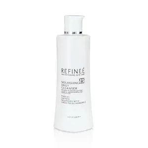 Refinee Daily Nourishing Green Tea And Chamomile Face Cleanser For Men & Women, Age Reversing, Purifies, Softens, & Nourishment Formula For Dry And Sensitive Skin Care, Salty Fragrance, 6.6oz 200ml