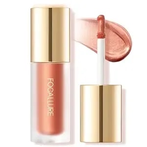 Focallure Shimmer Liquid Highlighter, Smooth Cream Formula And Non-Greasy Finish,Delivers A Natural Glow, Long Lasting Illuminator Highlighter Face Enhancing Makeup,Blazing Heart
