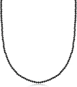 Ross-Simons 30.00 Ct. T.W. Black Spinel Bead Necklace With 18kt Gold Over Sterling. 18 Inches