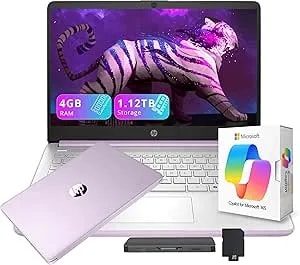 Hp Flagship 14" Hd Student&Business Laptop With Ai Copilot, 13th Gen Intel 4-Core, 4gb Ram, 1.12tb Storage (128gb Ufs + 1tb Docking Station), 1 Year Office 365, Wi-Fi 6, Win 11 S, Lavender Purple