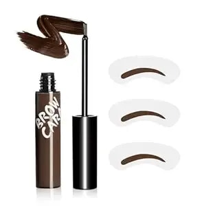 Brow Tattoo Peel Off Tint - Brow Gel Eyebrow Tattoos Waterproof, Eyebrow Gel Tint With Eyebrow Stencils Long-Lasting Makeup, Eye Brow Pencils Create Full Voluminous Brows For Women (Dark Brown)