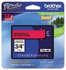 Brother Part# Tze-441 Label Tape (Oem) 3/4" Black On Red