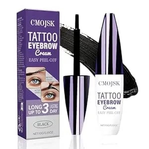 Cmojsk Tattoo Eyebrow Gel Easy Peel Off,Semi Permanent Eyebrow Gel,Eyebrows Tattooed Waterproof,Sweatproof,Eyebrow Stain,Natural-Looking, Long-Lasting,Black