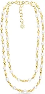 Martha Stewart Two Strand Pearl And Gold Ball Necklace, 20 Inches For Women