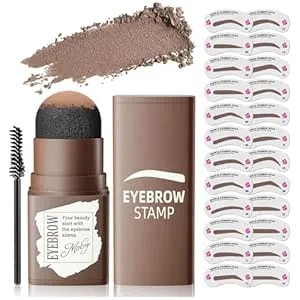 Eyebrow Stamp Stencil Kit - Eye Brow Stencil Kit For Beginners, Brow Stencil And Stamp Kit Long-Lasting, Smudge-Proof & Waterproof, 24 Reusable Eyebrow Shapes Stencils For Perfect Brow (Medium)