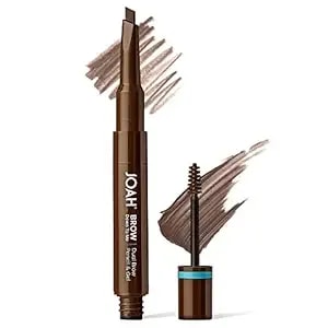 Joah Brow Down To Me Dual Brow Pencil And Gel, Triangular Tip, Tinted Gel, Long-Lasting Vegan Formula, Smudge-Free Pencil Tip, Lightweight, Water-Resistant, Brunette