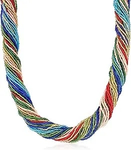 Ross-Simons Italian Multicolored Murano Glass Bead Torsade Necklace With 18kt Gold Over Sterling