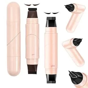 Winged Eyeliner Stamp,Dual End Rotatable Waterproof Liner Black - Quick Dry Smudge Proof Long Lasting Formula Rotatable Dual-End Cat Eye Stamp Pen One-Step Symmetrical Wing Makeup Beginners