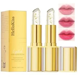 2 Pcs Color Changing Lipstick, Gold Foil Ph Lip Balm, Transferproof & Long Lasting, Moisturizing Jelly Lip Stick, Deep Nourishing Plumping Lip Gloss For Women