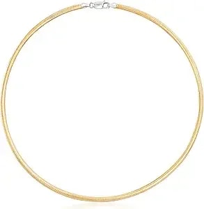 Ross-Simons Italian 4mm Reversible Omega Necklace In 2-Tone Sterling Silver