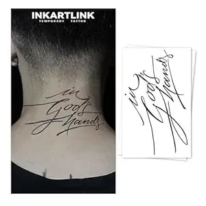 Inkartlink Tattoo Tech, 2 Sheets Medium Semi Permanent Tattoo, Adult Art Design Temporary Tattoos, Lasts 1-2 Weeks, Waterproof, Realistic Look, No Reflection (In God'S Hands)