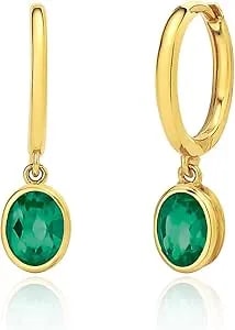Amazon Essentials 14k Gold-Plated Oval-Shaped Drop Earrings