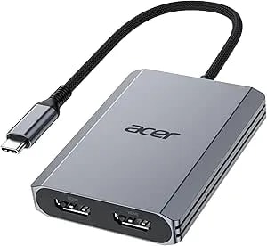 Acer Usb C To Dual Hdmi Adapter 4k@60hz, 4-In-1 Hdmi Splitter For Dual Monitors With 100w Pd, Usb 3.0, Docking Station Dual Monitor Compatible With Acer, Macbook Air/Pro, Dell Xps, Hp, Etc